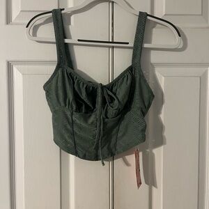 SHEIN Green Eyelet Bra Top